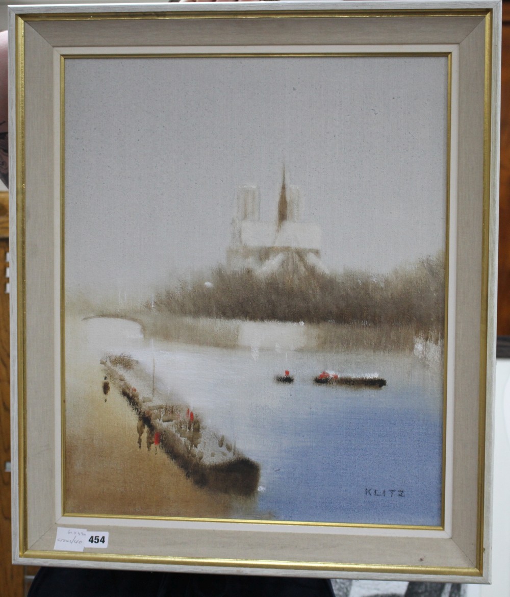 Anthony Klitz (1917-2000), oil on canvas, Notre Dame and The Seine, Paris, signed, 60 x 49cm